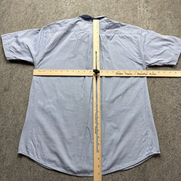 Gitman Bros Oxford Shirt Men 17.5 33 Blue Short Sleeve Button-Down Pinpoint - Picture 9 of 13